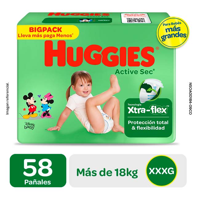 Pa Ales Huggies Xxxg Bigpack Active Sec Un Mifarma