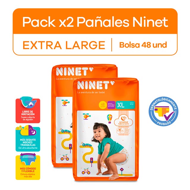 Pack Pañales Ninet Super Mega Talla XL Mifarma