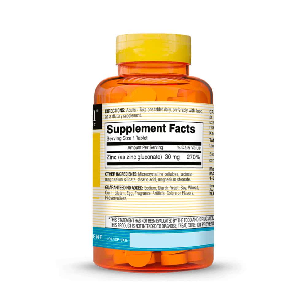 Zinc 30mg - 100 tabletas - Mason Natural