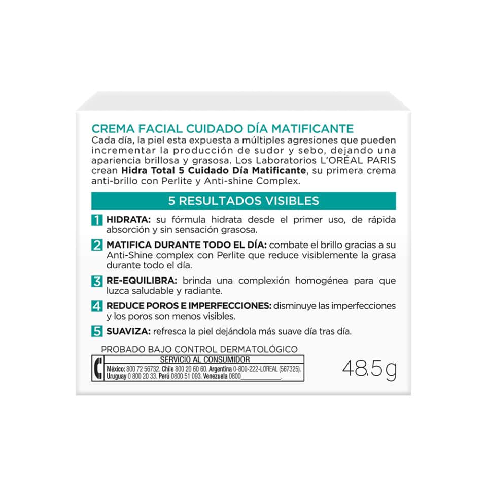 Crema facial matificante L'Oréal Paris Hidra-Total 5 anti-brillo