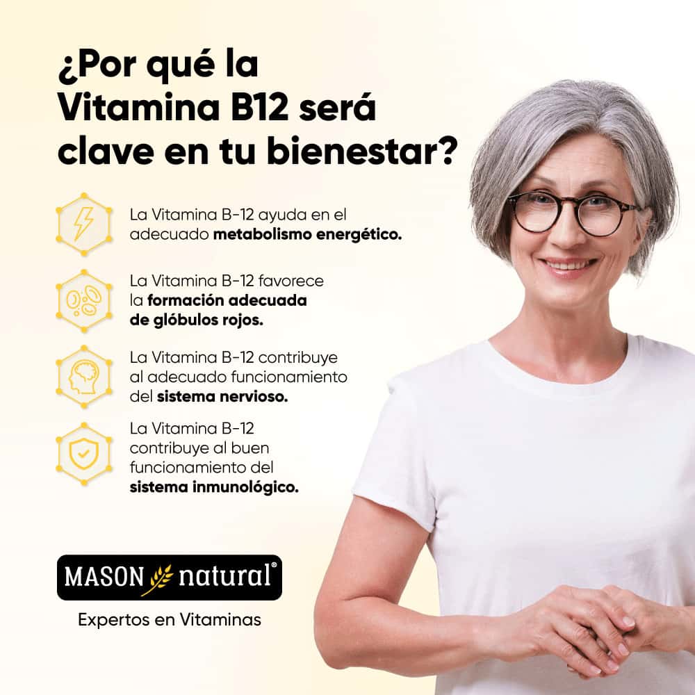 Vitamina B12 1000 mcg - 100 Tabletas Sublinguales - Mason Natural