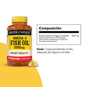 Fish Oil 1,000 mg - 60 Cápsulas Blandas - Mason Natural
