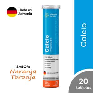 Calcio + Vitamina D3 Tableta Efervescente Sabor Naranja / Toronja