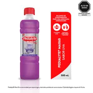 Pedialyte Max 60mEq Sabor Uva - Frasco 500 ML