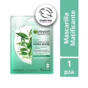 Mascarilla Facial en Tela Garnier Skin Active Matificante con Té Verde