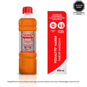 Pedialyte Max 60mEq Sabor Manzana - Frasco 500 ML