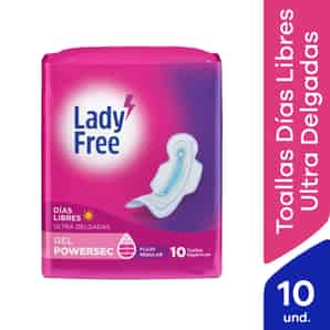 Toallas Higiénicas Lady Free Día UltraDelgadas con Alas