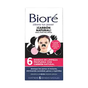 Banda de Limpieza Nasal con Carbón Biore  para limpiar y destapar los poros 6 und