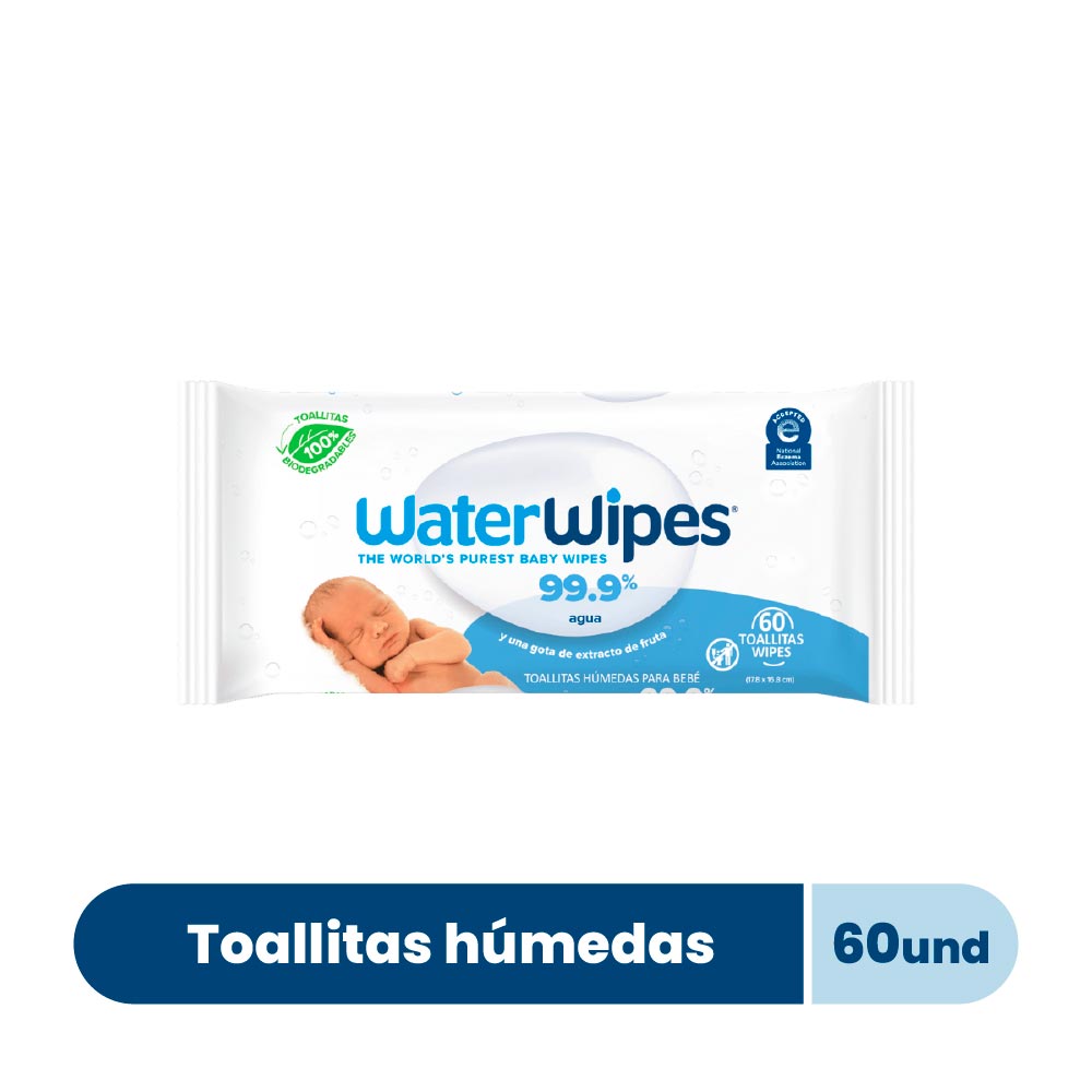 Toallitas Húmedas WaterWipes agua y extracto de fruta 60pz