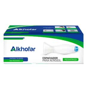 Aerocámara espaciador para aerosol pediátrico