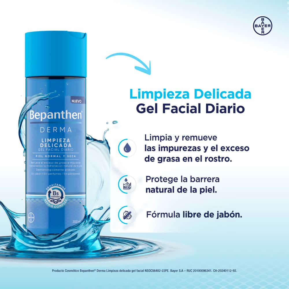 Gel Facial Bepanthen Derma Limpieza Delicada