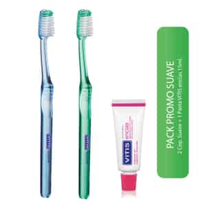 02 Cepillos Suave + Crema Dental Encías Vitis