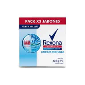 Tripack Jabón Rexona Antibacterial Limpieza Profunda