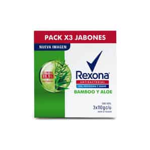 Tripack Jabón Rexona Antibacterial Bambo y Aloe