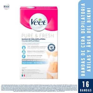 Bandas Cera Depilatoria Veet Pure Axilas y Bikini Piel Sensible