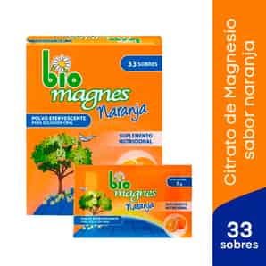 Bio Magnes Naranja 250 mg / 11 mg Polvo Efervescente