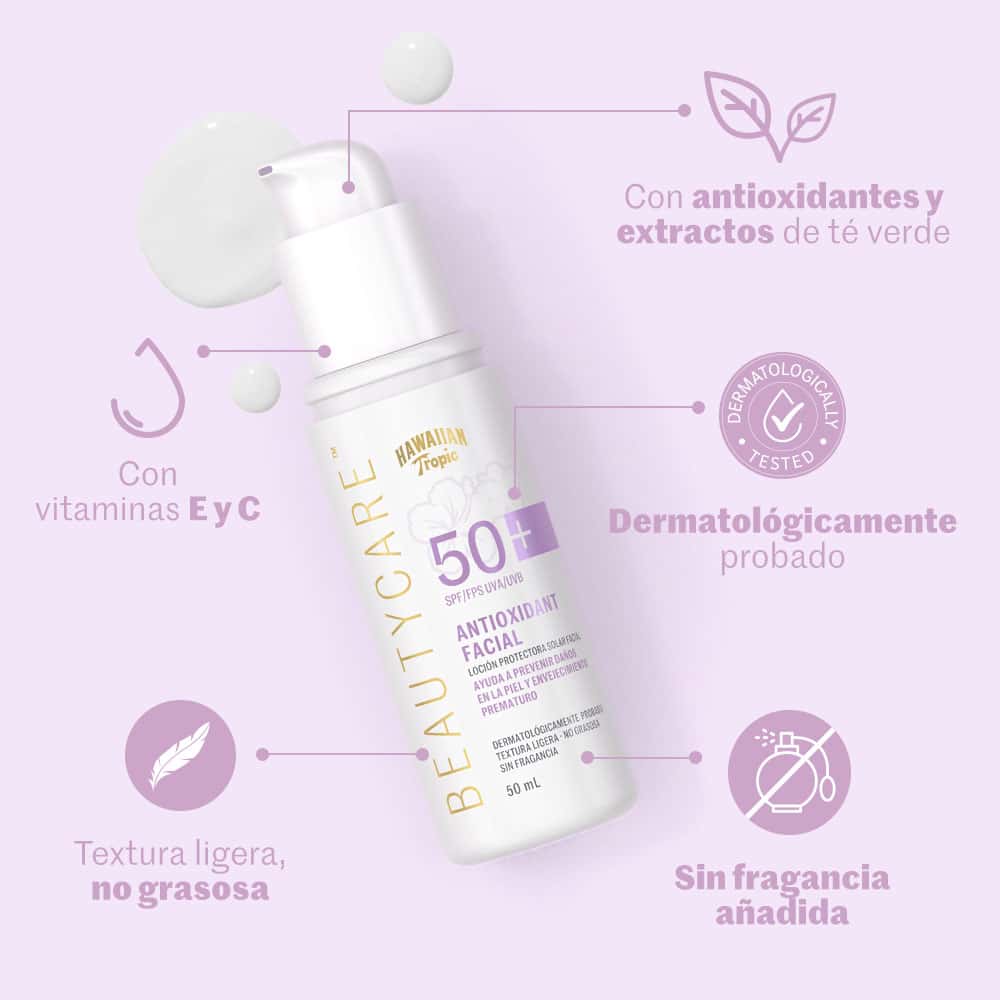 Protector Solar Hawaiian Tropic Beauty Care Antioxidante SPF50+