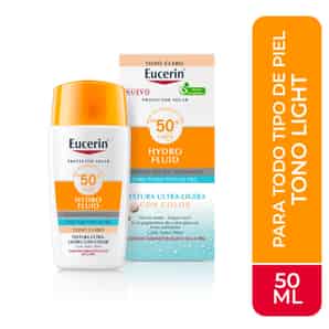 Protector Solar Facial Eucerin Hydro-Fluid Tono Light FPS 50+