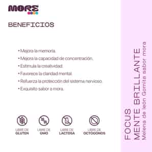 Melena de León Kids - Focus Mente Brillante - Sabor Mora - 60 Gomitas - More