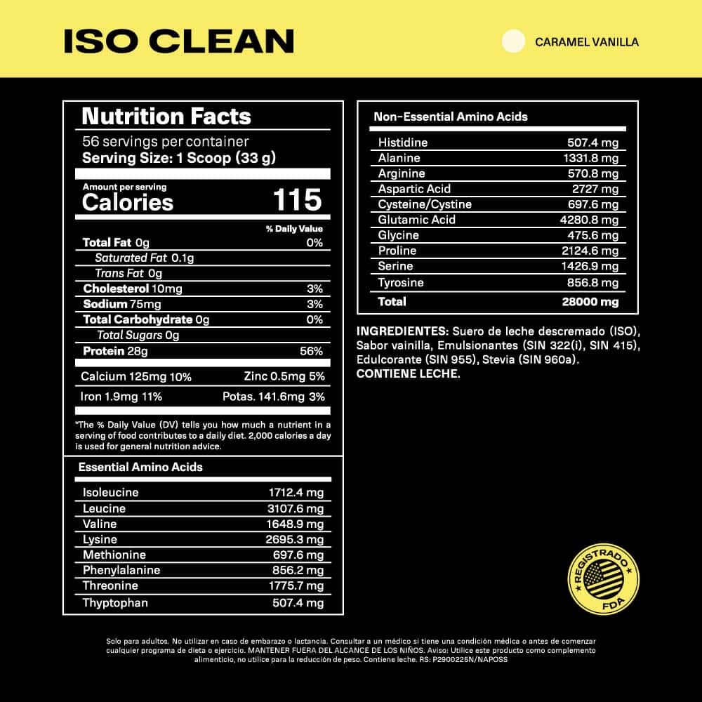 Proteína Aislada - Iso Clean - Sabor Caramel Vainilla - 1.85 kg - Musclen