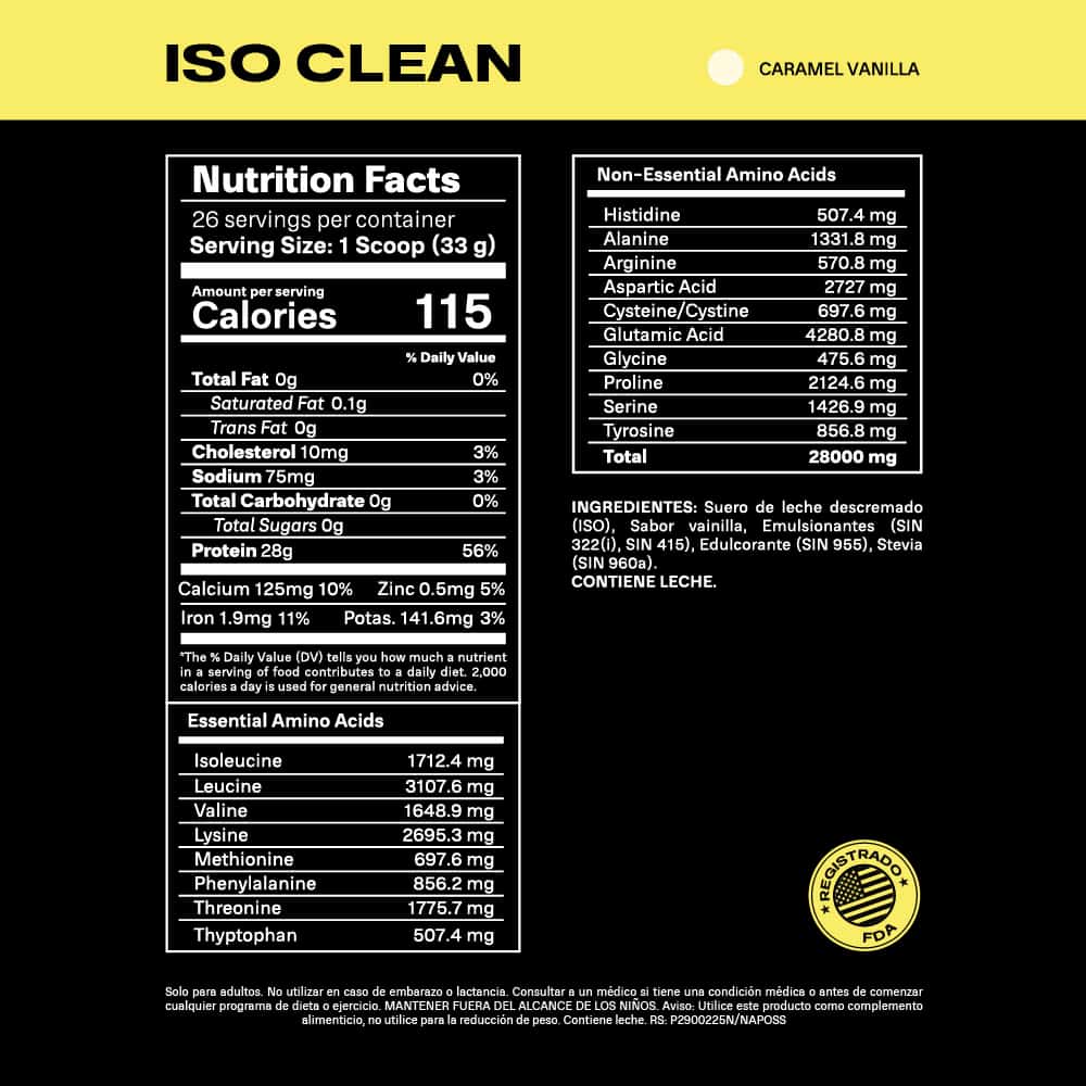 Proteína Aislada - Iso Clean - Sabor Caramel Vainilla - 850 g - Musclen