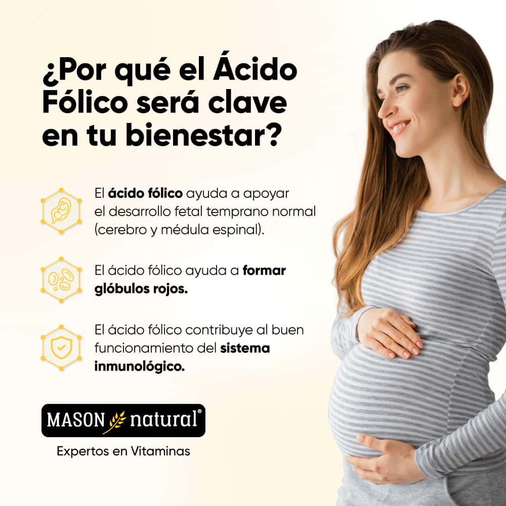 Vitamina B9 - Ácido Fólico 800 mcg - 100 Tabletas - Mason Natural