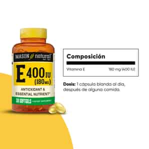 Vitamina E 400 UI - 30 Cápsulas Blandas - Mason Natural