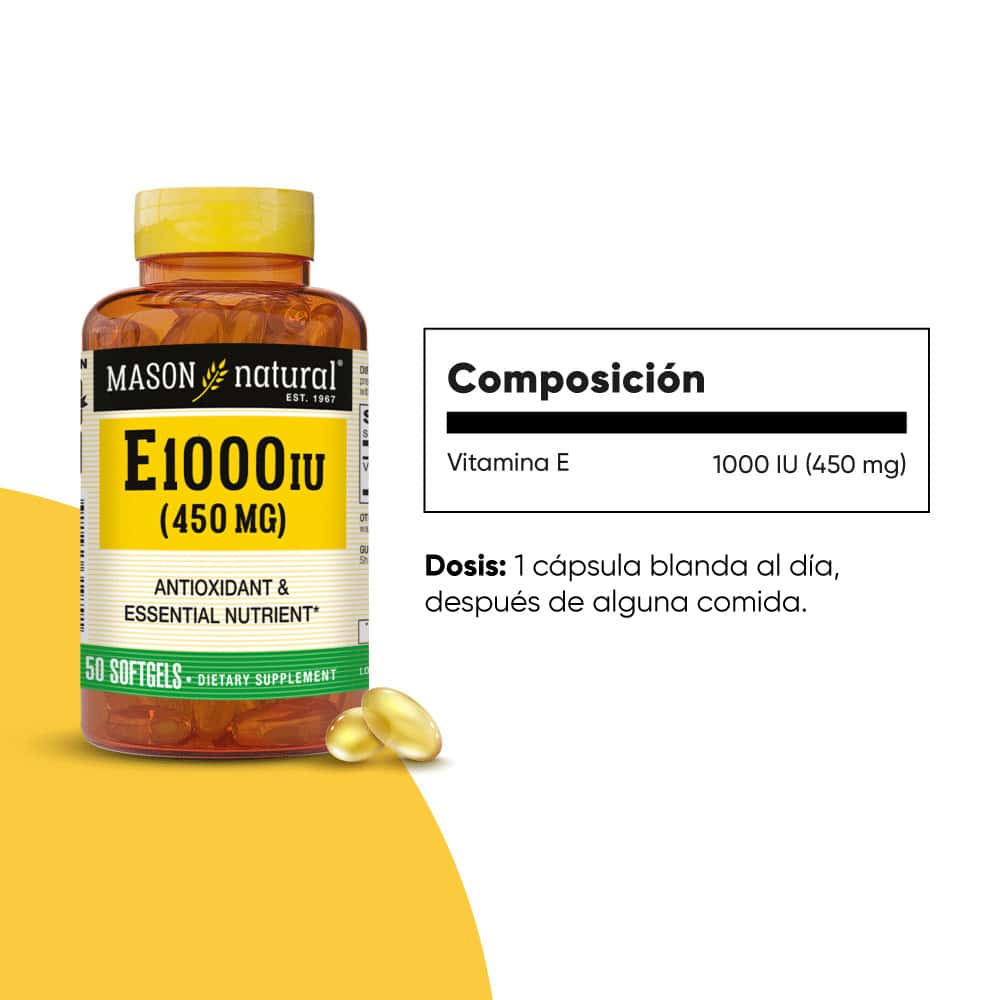 Vitamina E 1,000 UI - 50 Cápsulas Blandas - Mason Natural