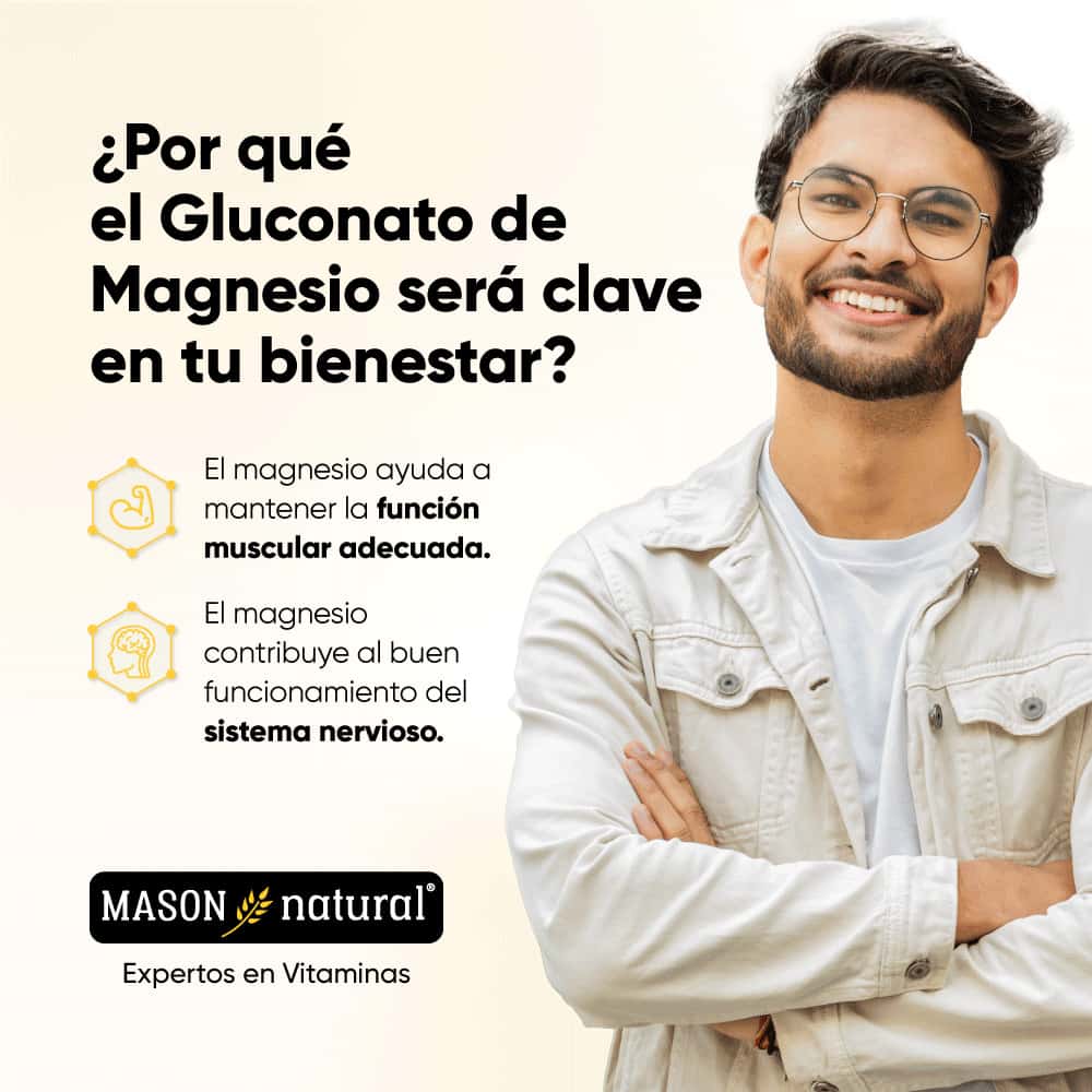Gluconato de magnesio 550 mg - 100 Tabletas - Mason Natural