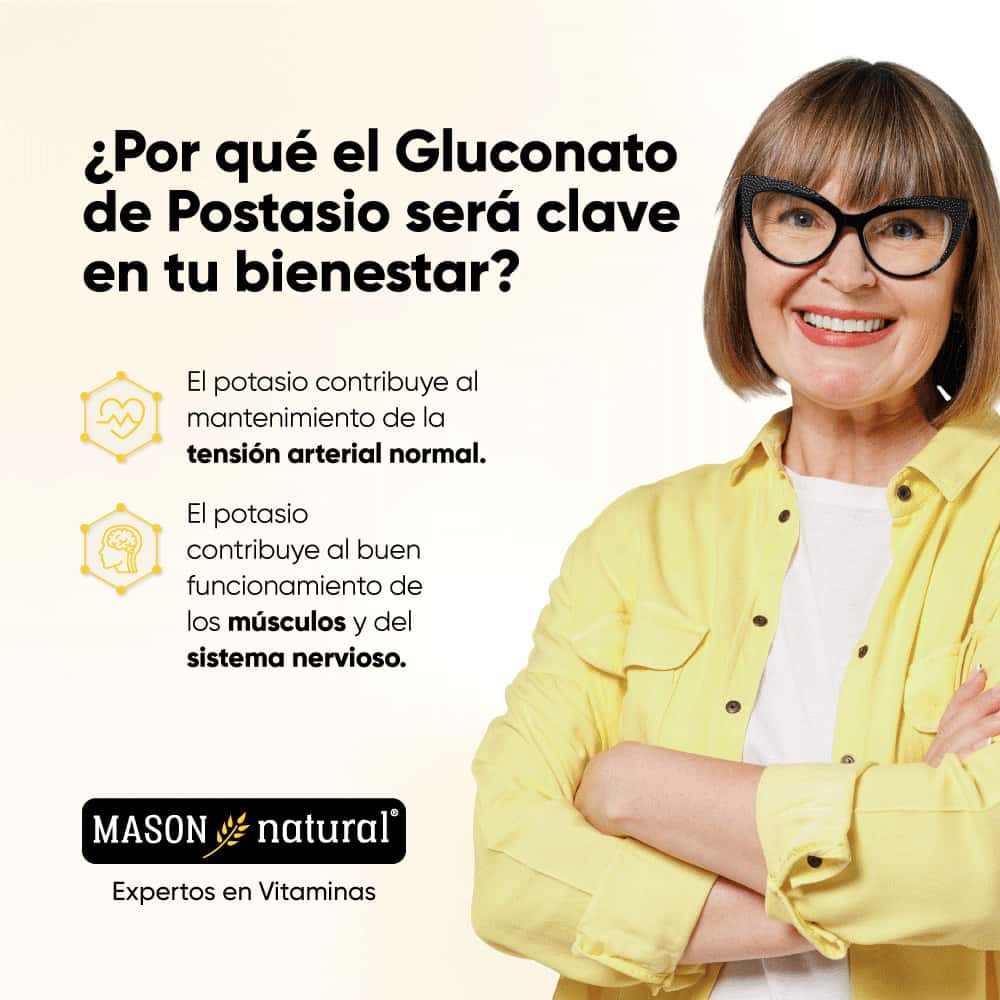 Gluconato de Potasio 595 mg - 100 Tabletas - Mason Natural