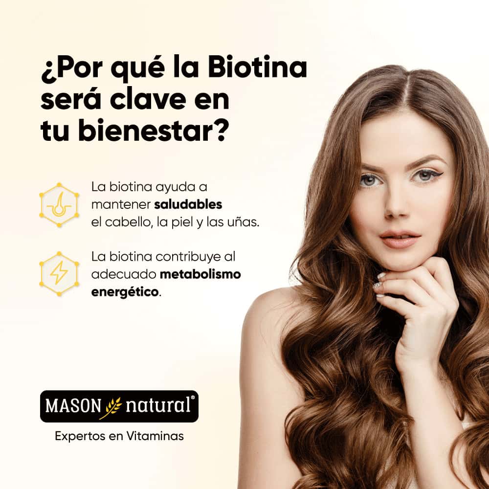 Vitamina B7 - Biotina 800 mcg - 60 Tabletas - Mason Natural