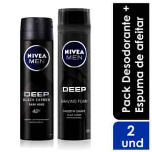Pack Desodorante Spray Nivea Men Deep Black + Espuma para Afeitar