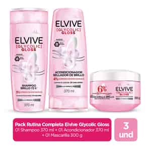 Pack Elvive Glycolic Gloss Shampoo + Acondicionador + Mascarilla