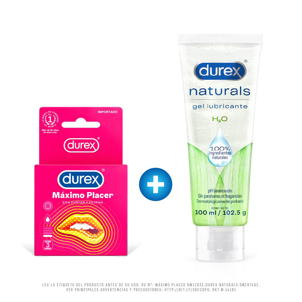 Durex Máximo Placer + Gel Lubricante Durex Naturals | Inkafarma