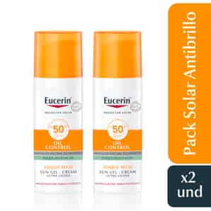 Pack 02 Protector Solar Facial en Gel Crema Eucerin Oil Control FPS50+