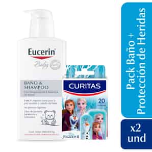 Pack Baño y Shampoo Eucerin Baby + Curitas Frozen