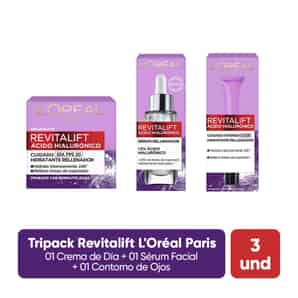 Tripack Crema de Día + Sérum Facial + Contorno de Ojos Revitalift L'Oréal Paris Skin Care Ácido Hialurónico