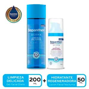 Pack Bepanthen Derma: Crema de Noche Bepanthen Hidratante Restauradora + Gel Facial Limpieza Delicada