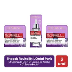 Tripack Crema de Día y Noche + Sérum Facial Revitalift L'Oréal Paris Skin Care Ácido Hialurónico