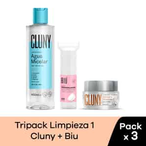 Pack Crema Facial Anti-Edad Cluny + Agua Micelar Facial Cluny + Discos Desmaquillantes BIU Extra Suaves