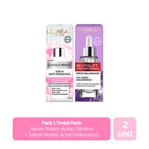 Pack Sérum Facial Ácido Glicólico + Sérum Facial Ácido Hialurónico L'Oreal Paris Skin