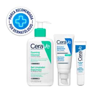 Pack Rutina Oil Control CeraVe: Limpiador Facial + Gel-Crema Hidratante + Contorno de Ojos