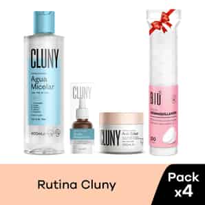 Pack Cluny Ácido Hialurónico + Crema Antiedad + Agua Micelar + Discos Desmaquillantes