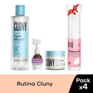 Pack Cluny Niacinamida + Crema Humectante + Agua Micelar + Discos Desmaquillantes