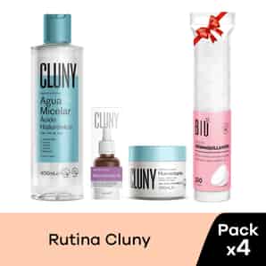 Pack Cluny Niacinamida + Crema Humectante + Agua Micelar con Ácido Hialurónico + Discos Desmaquillantes