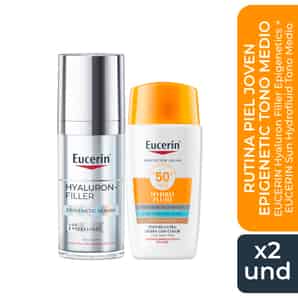 Rutina Piel Joven Eucerin Protector Solar Tono Medium + Sérum Hyaluron-Filler 3x Effect Epigenetic