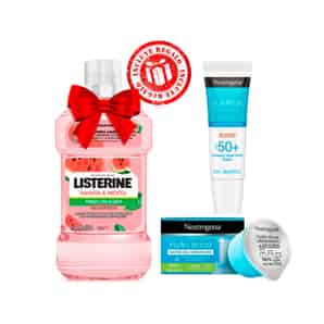 Pack Gel Hidratante y Protector Solar Neutrogena + Enjuague Bucal Listerine Sandía y Menta