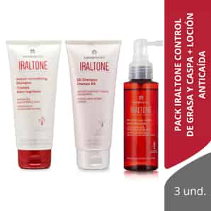 Pack Shampoo Anticaída + Shampoo Seborregulador + Loción  Anticaída Cantabria Labs Iraltone
