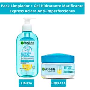 Pack Gel Limpiador y Crema Facial Garnier Express Aclara Anti Imperfecciones