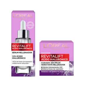 Pack Crema de Día Revitalift L'Oréal Paris Skin + Sérum Facial con Ácido Hialurónico